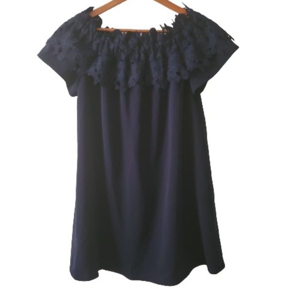 JODIFL Women's Lace Off-Shoulder Short Sleeve Black Blouse Size Small NWT - Picture 1 of 14